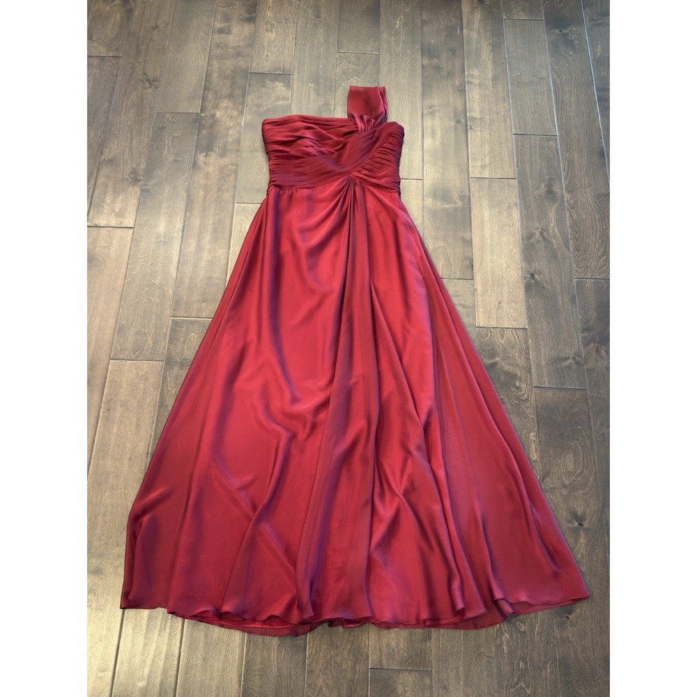 B2 Jasmine Size 8 Bridesmaid Red Burgundy‎ One Shoulder Dress Formal Party Maxi